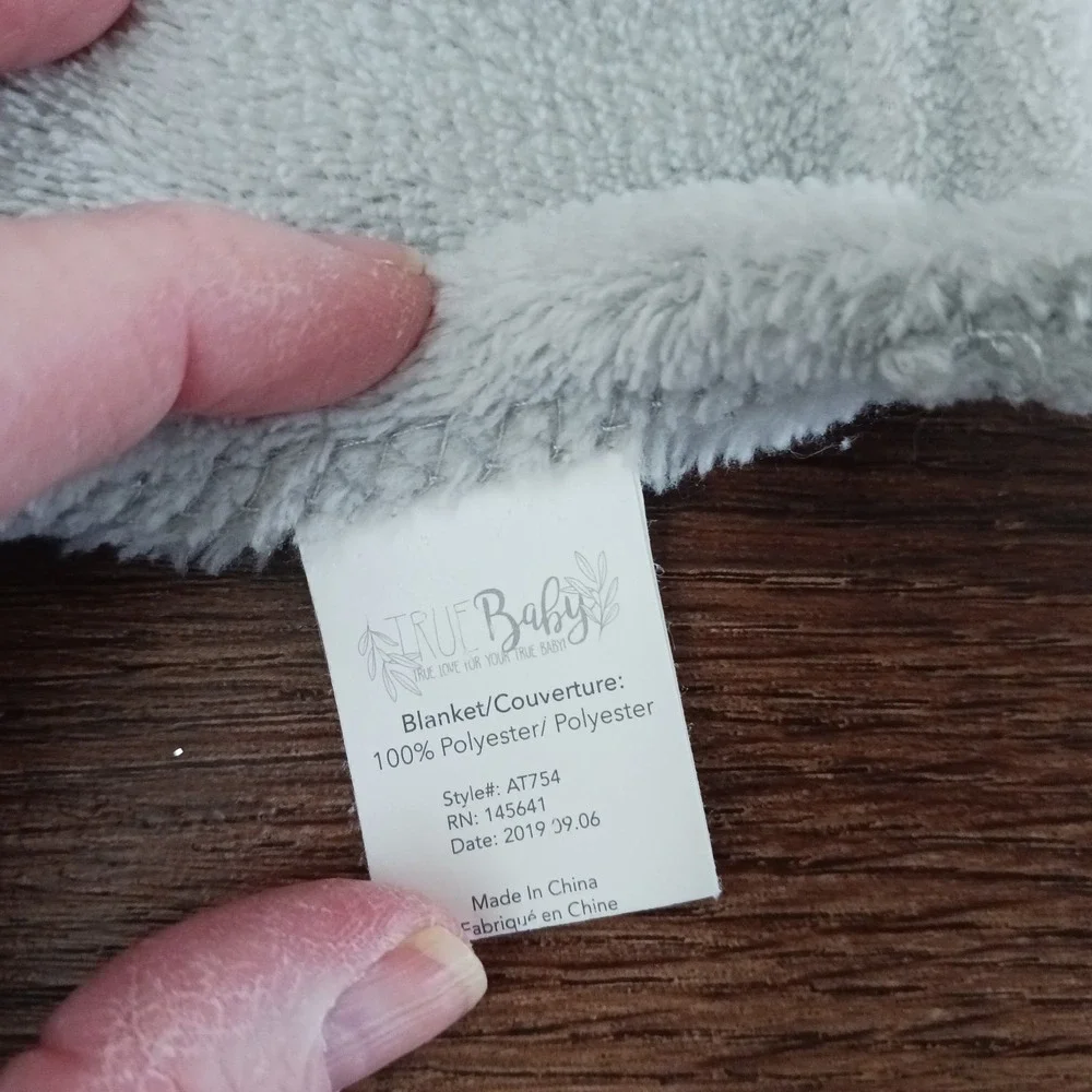 True Baby Plush Elephant White Gray Security Blanket Lovey 12 x 12 Style AT754